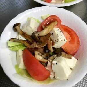 にんにく香るきのこと豆腐のサラダ